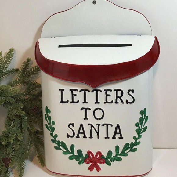 CBK Other - Metal Christmas Mailbox Letters To Santa Mail Slot Floral Arrangement